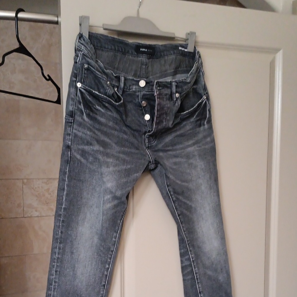 Purple Brand Slim Fit Men’s Jeans in Washed Gray, Unisex